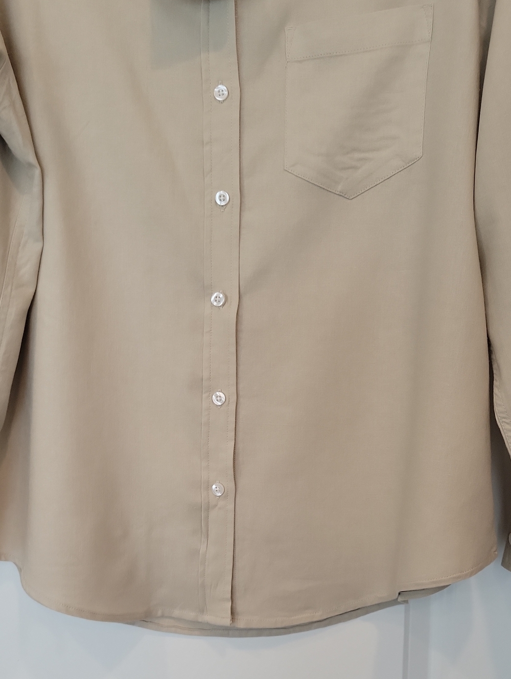 Gap Women's Linen Blend Button Down Khaki Shirt In Large NWT - Picture 9 of 11